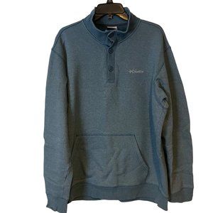 Columbia Sweatshirt Mens XL Blue 1/4 Button Up Long Sleeve Pocket Relaxed Mock T